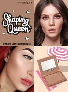 Misslyn Shaping Queen Bronzing Powder,Make Up Bronzer Powder Including Mirror, Contour & Bronzer, With Soft, Pigmented, Powdery, Y2K Makeup Party Beach Travel Holiday Camping Outdoors Present Rose Fashion Girl New Year Cosmetic Cosplay Best Trip Festivals Color Fancy Campus School Charm Vibe Cny Chinese New Year, Valentine's Day Gifts,Vegan,Cruelty Free