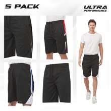 Mens 5 Pack Athletic Running Shorts, Basketball Gym Workout Shorts For Men With Zippered Pockets - 什錦黑色套裝 - 查看 2