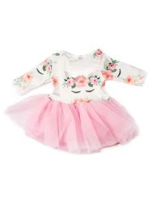 16-18 英寸美国女孩娃娃粉色薄纱独角兽连衣裙套装，超逼真娃娃配饰套装（不含娃娃），硅胶婴儿娃娃，娃娃衣服重生婴儿，婴儿娃娃婴儿车 - 彩色 - 查看 9