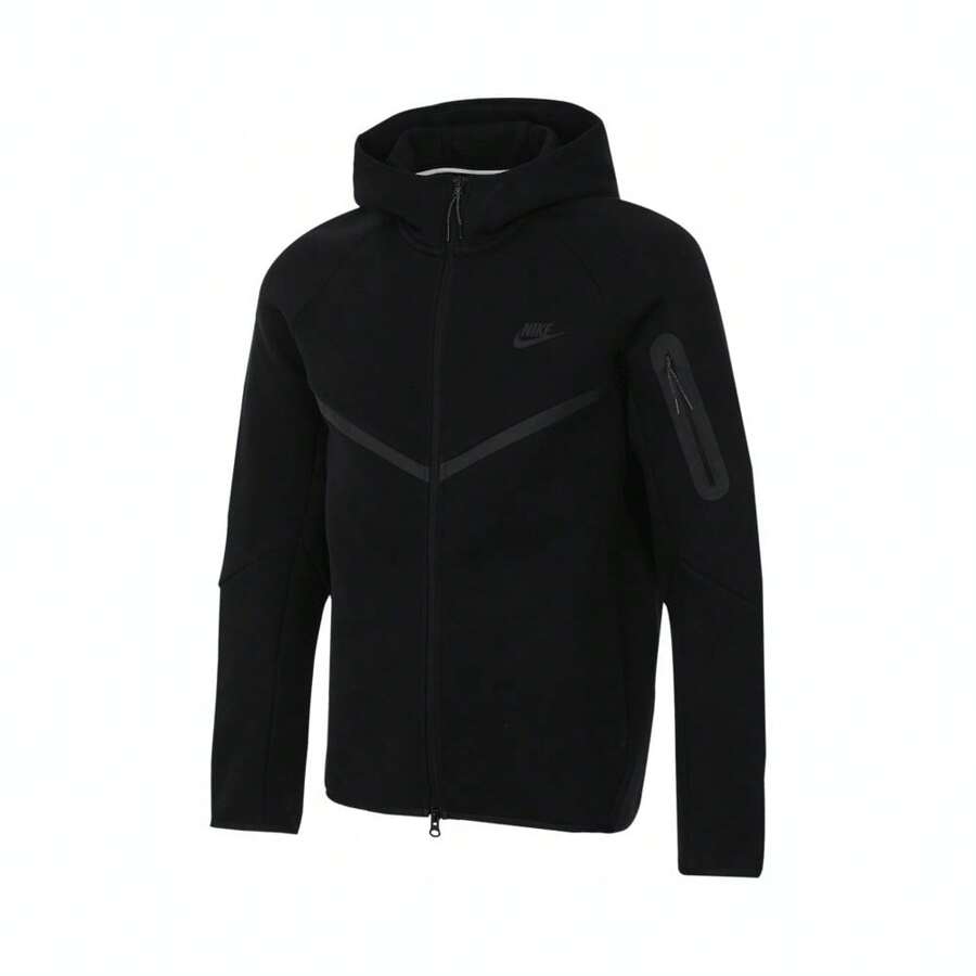 Nike 2025 Men's AS M NK TCH FLC FZ WR HOODIE Jacket, Knitted Hooded Sweatshirt, HV0950-010 - Black - View 1