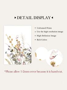 3 Pieces Wildflower & Butterfly Canvas Art Print Minimalist Botanical Poster Nordic Modern Art Painting Colorful Floral Wall Picture Girls Bedroom Decor Living Room Home Decor No Frame