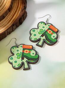 1 Set Lucky Clover St. Patrick's Day Green Hat, Boots, Gold Coin Pendant Earrings (For Women) - Multicolor - View 1