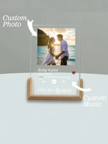 1 Piece Custom Music Sign, Personalized Acrylic Sign (With Wooden Base), Custom Couple Song Gift, Custom Album Cover, Personalized Photo Frame, Custom Song Poster, Custom Plaque Photo, Personalized Music Poster, Music Sign Print Gifts Birthday Graduation - Multicolor - View 4