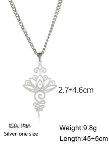1入組蓮花吊墜項鍊,不銹鋼首飾類 - 銀色 - 查看 6
