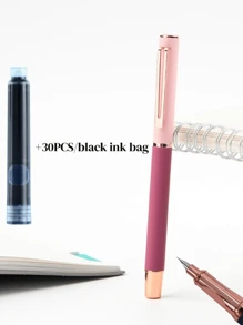 [Customized] Engraved On The Pen Shaft / Provide 1pc Elegant, Fashion, Beautiful Custom Ink Refillable Fountain Pen With 0.28mm Fine Nib / Smooth Writing, Comes With 30pcs Ink Cartridges 3.4mm In Diameter, Thoughtful Daily Writing/Calligraphy Pen, Personalized Gift For Valentine's Day, Christmas, Father's Day, Teacher's Day, Thanksgiving Back To School