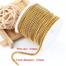 1 m/39,37 po Chaîne dorée brillante de haute qualité en acier inoxydable, convient pour la création de bijoux de mode DIY tels que colliers, bracelets, bracelets rigides, chaînes de sac et accessoires vestimentaires, idéal pour porter lors des fêtes, des anniversaires, de Noël, du Nouvel An et de la Saint-Valentin - chaîne - Voir 17