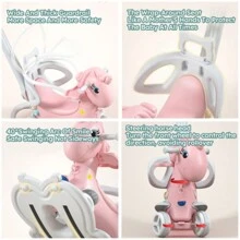 Rocking Horse For Toddlers, Balance Bike Ride On Toys With Push Handle, Backrest And Balance Board For Baby Girl And Boy, Unicorn Kids Pink Color - Pink - View 2