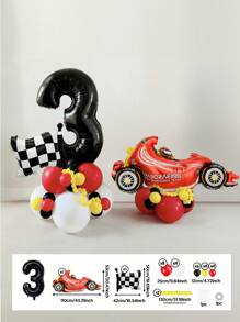 112pcs/Set Racing Theme Party Decoration Balloons, 32 Inch Black Number 0-9 Balloons, Racing/Tire/Black & White Checkered/Flag Balloons, Suitable For Birthday Party Decoration Props, Baby Shower - 彩色 - 查看 28