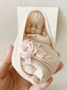 Eggshell Angel Aromatherapy Candle Silicone Mold 3D Aromatherapy Gypsum Diffuser Stone Silicone Mold Candle Mold Soap Mold Clay Mold DIY-Suitable For Home Decoration, Fireplace, Living Room, Central Decoration, Office, Valentine's Day Gifts, Candle Sets, Aromatherapy Candles, Friend Gifts, Women's Gifts - Grey - View 6