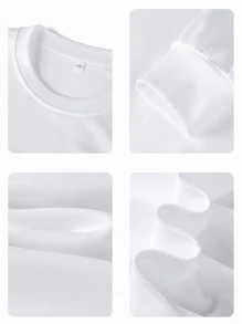 女士秋冬标语图案长袖圆领运动衫，休闲宽松百搭假日风格上衣，时尚秋季女装，适合日常穿着 - 白色 - 查看 2