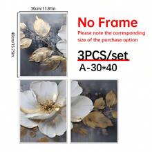 3pcs/Set Unframed Canvas Posters, Modern Abstract Flower Paintings, Canvas Wall Art, Artwork Wall Paintings, Can Be Used As Gifts, Bedroom, Office, Living Room, Cafe, Bar, Wall Decoration, Home And Dormitory Decoration, 40*60 Cm Birthday Graduation