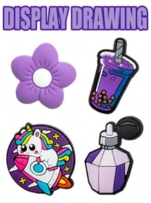 16 PCS Purple Mushroom Butterfly Mixed, Purple Flowers, Purple Mushrooms, Purple Lavender, Etc., Detachable, Washed, Shoe Tip Poetry, Flower Shadow Dance Neon Dress - Elegant Scenery Of Shoe Flowers