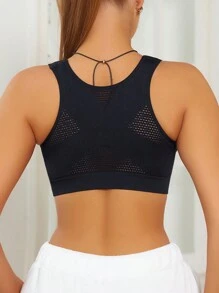 1 Stück nahtloser, durchsichtiger Sport-BH mit Frontverschluss, elastischer Halt Yoga-BH für Damen