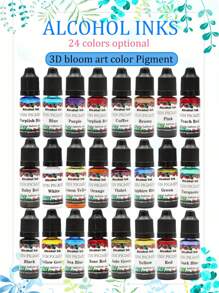 24 Colors 10ml High Concentrated Alcohol-Based Ink, Concentrated Epoxy Resin Paint Colour Dye Great For Resin Petri Dish, Coaster, Painting, Tumbler Cup Making