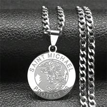Archangel St.Michael Protect Us Necklace For Women Men Stainless Steel Saint Michael Chain Jewelry