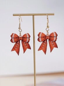 1 Coppia di Orecchini Eleganti a Fiocco in Acrilico a Tema Sportivo - Motivi di Pallacanestro, Rugby e Baseball per le Cheerleader del Giorno della Partita, San Valentino, Mamma, Festa della Mamma, Regalo