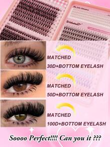 640-720 Peças Conjunto de Extensão de Cílios Individuais de Olhar Natural Multi-Tipo, 4 Estilos de Cachos de Cílios Inferiores, Volume Leve, Pico 7D, Cachos 40D Finos e Macios e Super Leves, Cílios Postiços Individuais Segmentados Reutilizáveis para Uso Próprio em Casa ou Fora para Uso Diário, Casamento, Encontros, Festas, Festivais de Música e Halloween - Multicolorido - Visão 3