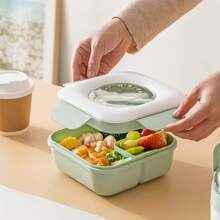 1pc Plastic Lunch Box/Square Microwave Lunch Box (With Lid)/Portable Insulated Lunch Box - Multicolor - View 5