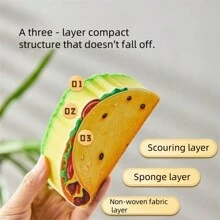 1pc High-Density Cartoon Fruit Sponge Scrubber, Non-Stick, Suitable For Kitchen And Dining, Dishware Cleaning Tool, Thick And Large For Removing Dirt, White Cleaning Sponge Block