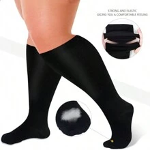 3 Pairs Of Sports Compression Socks, Plus Size Compression Socks For Men And Women, Extra Wide Calf Knee High Socks For Blood Circulation Support (Black, White, Gray) - H (Compression Socks 3-piece Set Black + White + Gray 2XL) - View 4