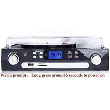 DIGITNOW Bluetooth Turntable Stereo Speakers Vinyl Record Player Cassette Play AM FM Radio Remote Control USB SD Encoding 3.5mm Output Jack - Black1 - View 6