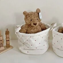 1pc Polka Dot Storage Basket, Large Capacity Home Organizer Bin, Multi-Functional Cloth Storage Bucket In Three Sizes, Perfect For New Year And Christmas Decorationsen - Multicolor - View 11