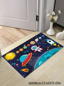 1pc Exclusive Custom Astronaut Solar System Carpet, Cute Astronaut Outer Space Carpet, Planetary Solar System Elements, Home Decor Carpet, Multifunctional Fashion Versatile Creative Home Carpet, Living Room Carpet, Bedroom Carpet, Entrance Carpet, Kitchen Carpet, Bathroom Carpet, Gaming Room Carpet, Study Room Carpet - Multicolor - View 3