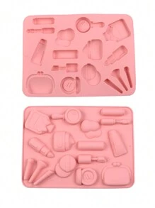 1 Khuôn bánh silicon hình trang điểm, Khuôn nướng bánh kẹo sô cô la đựng son môi & phấn mắt, Quà tặng ngày lễ tình nhân - Hồng - Xem 3