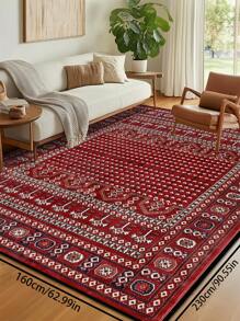 1pc Red Vintage Bohemian Style Carpet, Polyester Fiber Machine Washable Non-Shedding Easy Care Home Decor Rug, Suitable For Living Room Sofa, Bedroom, Office Desk, Dining Room Kitchen, Bedside, Entryway, Outdoor Camping, Room Decor Area - 彩色 - 查看 13