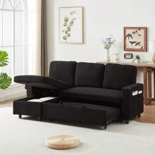 FX78.7" Comfortable Corduroy L-Shaped Combo Sofa Bed, Living Room Furniture Set For Tight Spaces, Reversible Sleeper Combo Sofa With Pullout Bed, Reversible Sofa Bed For Living Room, W1926S00010 - 彩色 - 查看 9