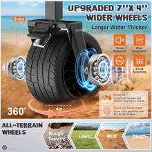 Large Collapsible Garden Cart With Brakes, Folding Utility Wagon With Big Wheels And Side Pocket Camping, Grocery, Gray - Grey - View 3