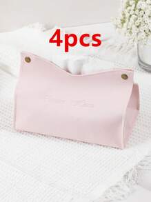 1pc/ 2pcs Set Minimalist Embossed Text Phrase Paper Towel Box, PU Leather V-Shaped Waterproof Desktop Upright Paper Napkin Holder Storage Organizer For Office, Restaurant, Bar, Living Room, Bedroom, Bathroom