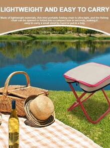 1 pezzo Sgabello portatile da 10" nero o rosso, ultra leggero, sedia pieghevole, sgabello per pesca, campeggio, escursionismo, viaggi, picnic, barbecue all'aperto, giardinaggio