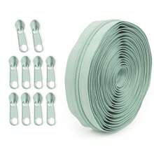 Zíper de 177.16-Polegadas com 10 cursores, Zíper Colorido de Nylon 5#, 20 Opções de Cores, Cursores Correspondentes, Adequado para Roupas, Agasalhos, Bagagem, Bolsas, Artesanato DIY e Mais