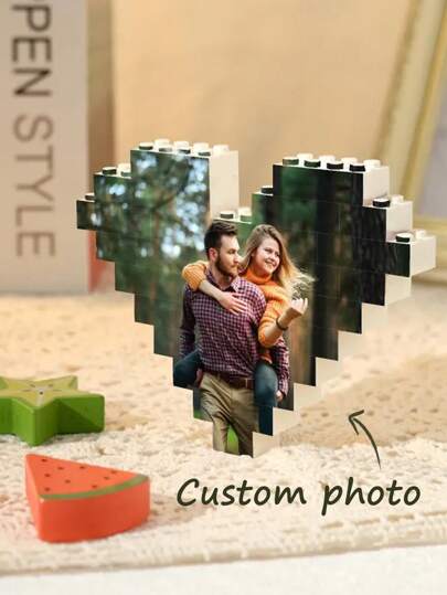 1 pieza Rompecabezas personalizado con foto, bloques de imagen y texto personalizados, rompecabezas de fotos de colores, decoración conmemorativa, regalo de Navidad, Año Nuevo, Día de San Valentín, aniversario, regalos de San Valentín para ella, corazón