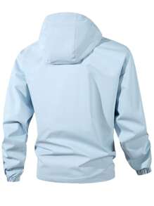 Men's Windproof And Waterproof Jacket, Casual And Breathable, With A Hood, Zipper, Long Sleeves And Pockets, Suitable For Hiking, Jogging, Cycling, Outdoor Fitness And Sports.
