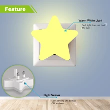 Lámpara de luz nocturna LED infantil con sensor inteligente de anochecer a amanecer, luz de luna/estrella de 0.5W, enchufe de luz nocturna suave de color blanco cálido para pasillo, dormitorio, habitación infantil, cocina, escalera