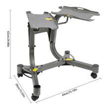 YUNRUX Adjustable Barbell Rack With Wheels And Storage For Weightlifting, Barbell Stand For Strength Training, Max. 100 Kg / 220 Lbs - Black - View 2