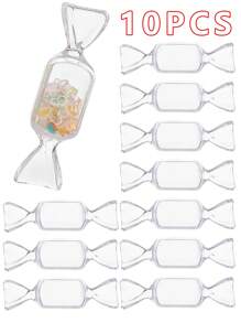 10 piezas Cajas de regalo para fiestas con forma de caramelo, organizador de anillos con tapa, contenedor de plástico para caramelos lindo, estuche de exhibición para joyería DIY, accesorios para Navidad, boda, fiesta y viaje