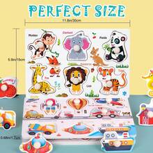 8PCS Jigsaw Puzzles, 8-Piece Wooden Jigsaw Puzzle Castle Puzzle, Fruit Puzzle, Animal Puzzle, Dinosaur Puzzle, Preschool Educational Learning Toy Set