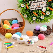 Easter Egg Crafts Kit Colorful Bunny Chick Flower Pattern DIY Paintable Easter Eggs For Painting - Nhiều màu - Xem 9