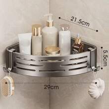 1 Piece Bathroom Storage Patch/Suction Cup Triangle Storage Rack Toilet Supplies Storage Punch-Free Wall-Mounted Bathroom Rack