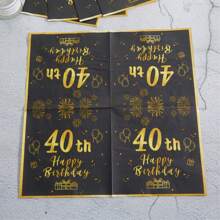 40th Birthday Party Supplies Set, Paper Plates, 40th Anniversary Disposable Paper Plates & Napkins, 40th Theme Party Plate Decors, Great For Celebrations, Gifts - Multicolor - View 6