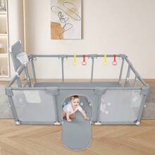 Parc Bébé Barrière pour bébé - Parc pour animaux, 180*120*66cm Enclos pour chien et chat (coin enveloppé) + 50 balles + 4 anneaux pour les mains + 4 ventouses