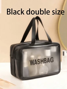 3/1pcs Portable PVC Dry & Wet Separation Bathroom Toiletry Bag, Transparent Double Layer Travel Makeup Organizer Pouch, Waterproof Handheld Washing Bag, Large Capacity Matte Cosmetics Storage Bag, Essential For Cruise, Beach, And Vacation