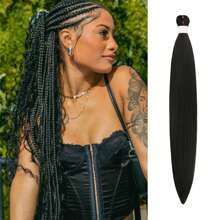 1/3/6 Packungen Schwarze Flechthaarsträhnen aus vorgespanntem knotenlosem Kanekalon für Boxzöpfe, langgestreckte, gerade synthetische Flechthaarverlängerung für knotenlose Zöpfe