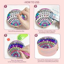 2pcs DIY Mandala & Butterfly Diamond Painting Woman Jewelry Travel Box, Mini Jewelry Trinket Box For Rings, Necklaces, Canvas Storage - Multicolor - View 7