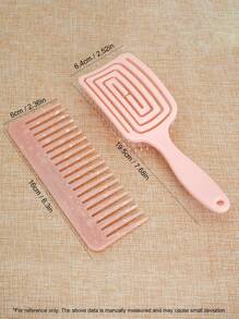 2pcs Personalised Custom Comb Set,1 Pc Square Detangling Hair Brush With Handle &1pc Marble Pattern Wide-Tooth Hair CombMulti-Functional,Ornamental,Letter,Solid Color,Exquisite,Stylish,Vintage,Modern,Colorful,Leisure,Basics,Casual,Soft,Unique,Customized,Personalized,Custom,Ideal Gifts For Her,Girlfriend,Her,Boyfriend,Friends,Girly Era - Multicolor - View 4