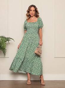 Vestido Longo Com Manga bufante