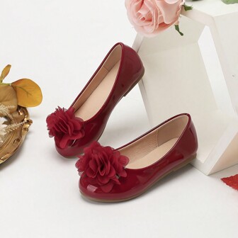 1 双女童宝宝平底鞋，儿童平底可爱鞋，带蝴蝶结和花卉装饰，适合春夏季